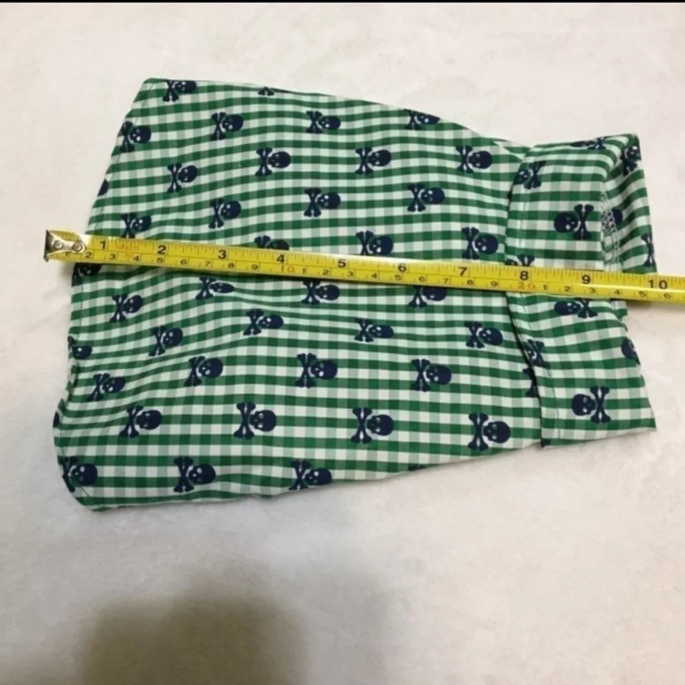 Gingham plaid shirt with skull and bones for small dogs